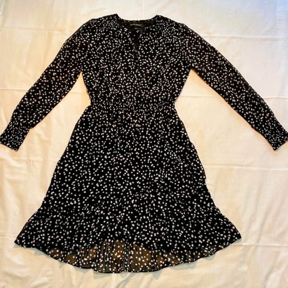 Banana Republic Dress Soft size 4 Black with small colored spots lined